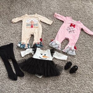 Adorable Baby Outfit Set with Pink and Cream Rompers